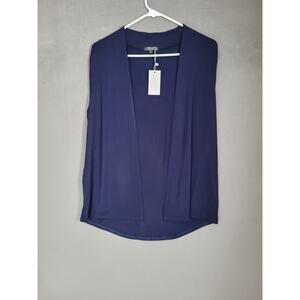 EXCHIC Womens Lightweight Sleeveless Open Front Cardigan Navy Blue Medium